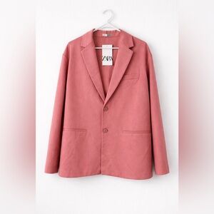 ZARA Dusty Rose Blazer Jacket Size Large NWT
